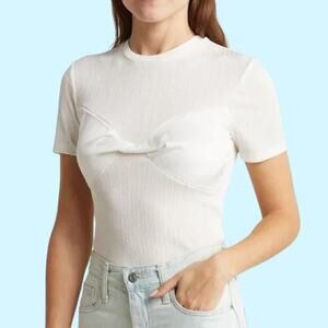 NSR Slinky Sateen T-shirt White Size XS NWT $30 MSRP